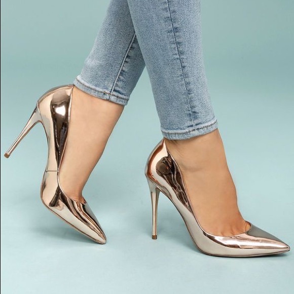 rose gold metallic heels